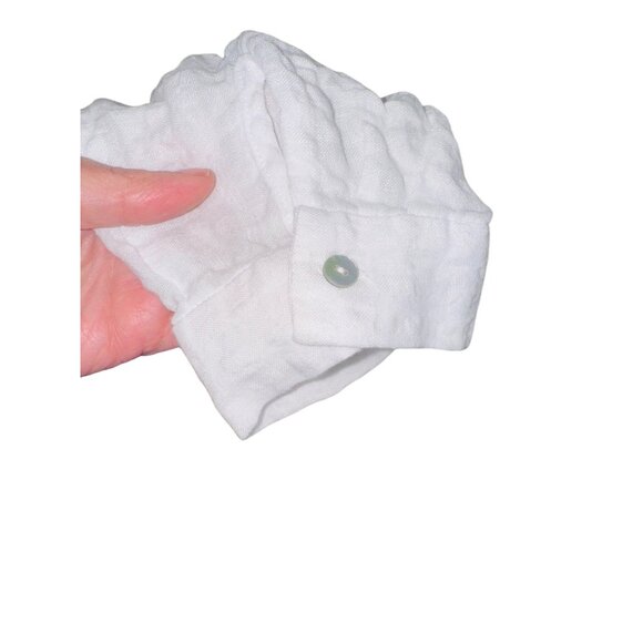 Eileen Fisher Linen Cotton Sheer Check Mandarin Collar Shirt Waffle Minimalist - Picture 9 of 9